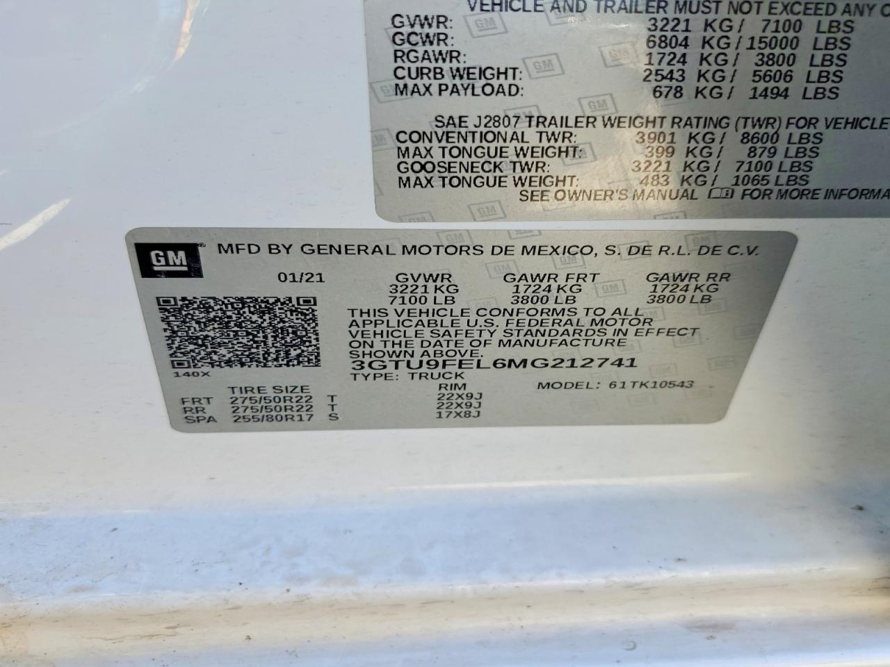 2021 Gmc Sierra K1500 Denali Белый vin: 3GTU9FEL6MG212741