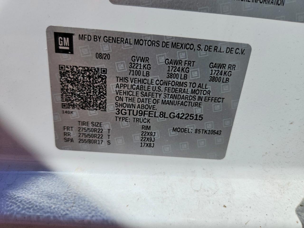 2020 Gmc Sierra K1500 Denali White vin: 3GTU9FEL8LG422515