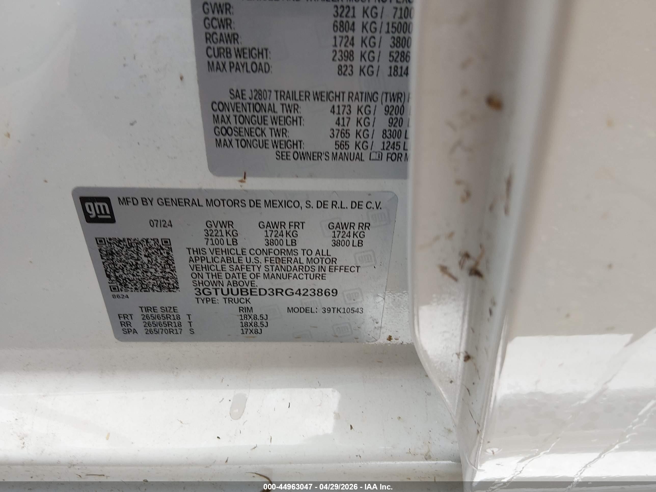 2024 Gmc Sierra 1500 4wd  Short Box Sle White vin: 3GTUUBED3RG423869