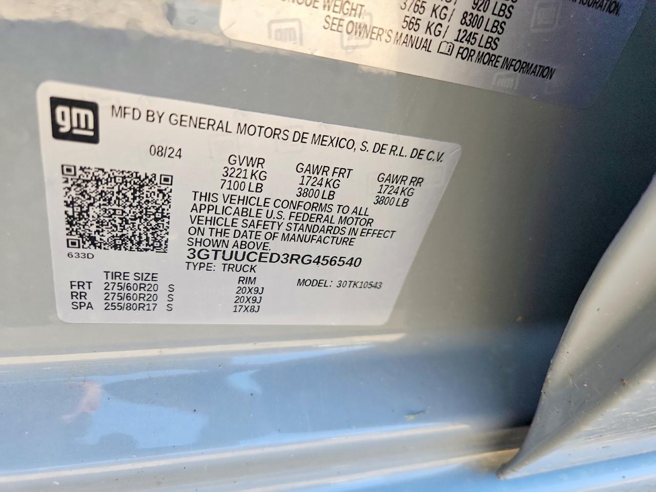 2024 Gmc Sierra 1500 Серый vin: 3GTUUCED3RG456540