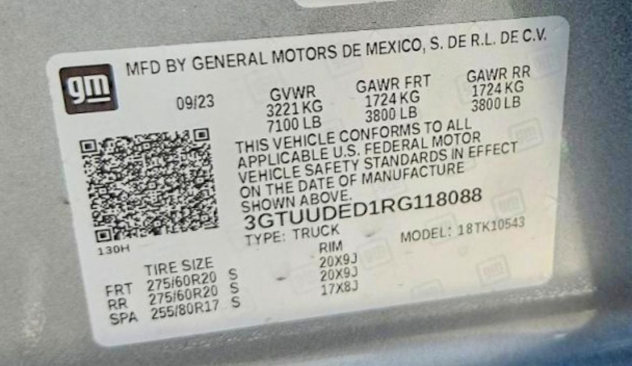 2024 Gmc Sierra K1500 Slt Gray vin: 3GTUUDED1RG118088
