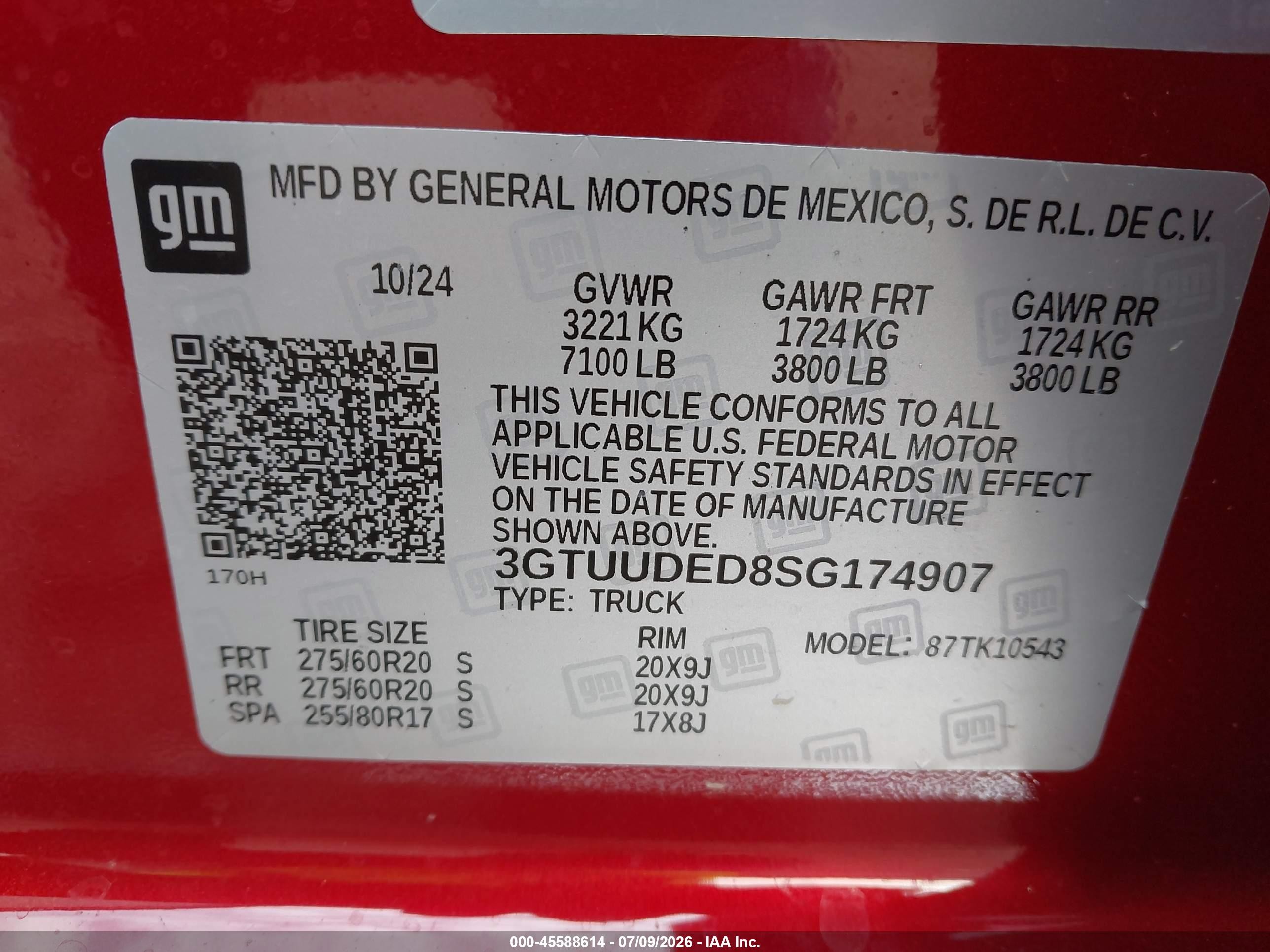 2025 Gmc Sierra 1500 4wd  Short Box Slt Красный vin: 3GTUUDED8SG174907