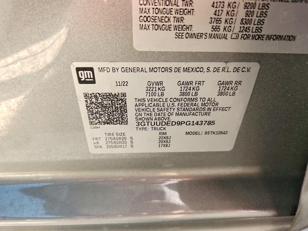 2023 Gmc Sierra K1500 Slt Silver vin: 3GTUUDED9PG143785