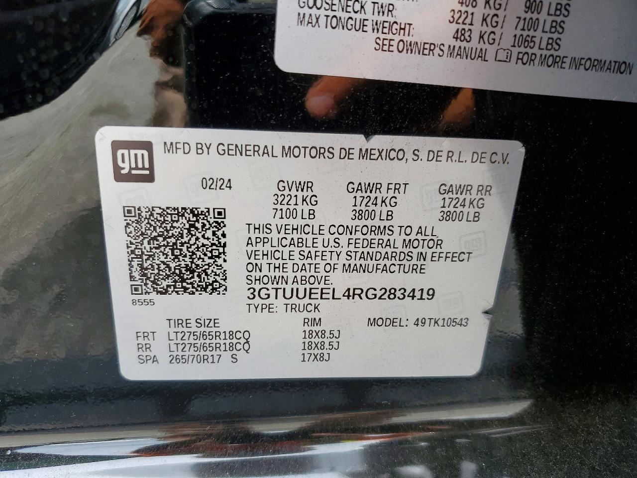 2024 Gmc Sierra K1500 At4 Gray vin: 3GTUUEEL4RG283419