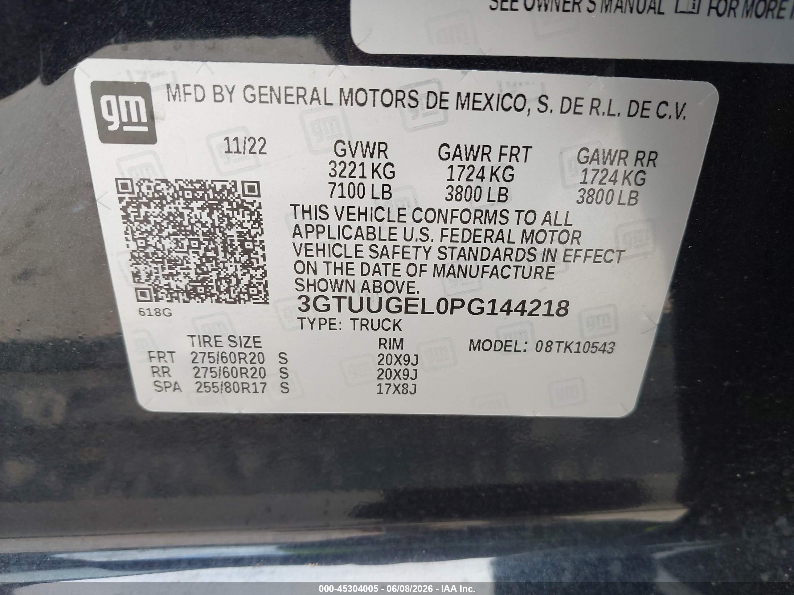 2023 Gmc Sierra 1500 4wd  Short Box Denali Серый vin: 3GTUUGEL0PG144218