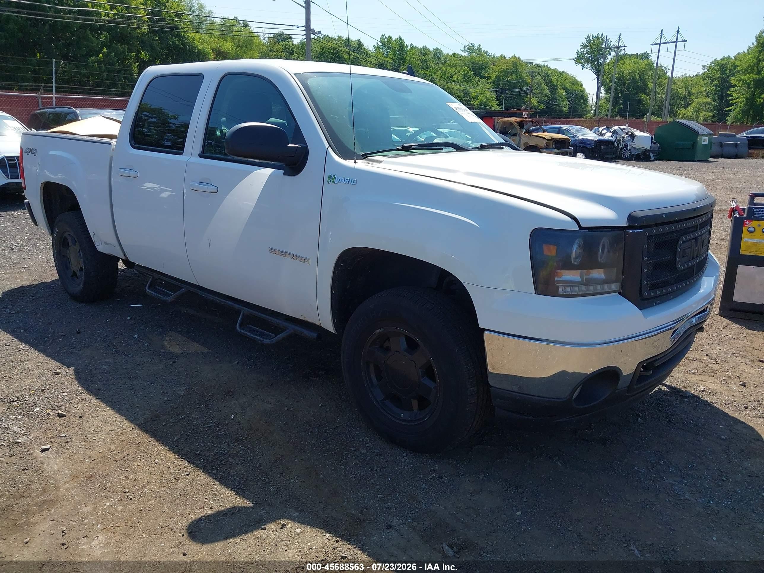 2010 Gmc Sierra 1500 Hybrid 3ha White vin: 3GTXKYEJ7AG211606