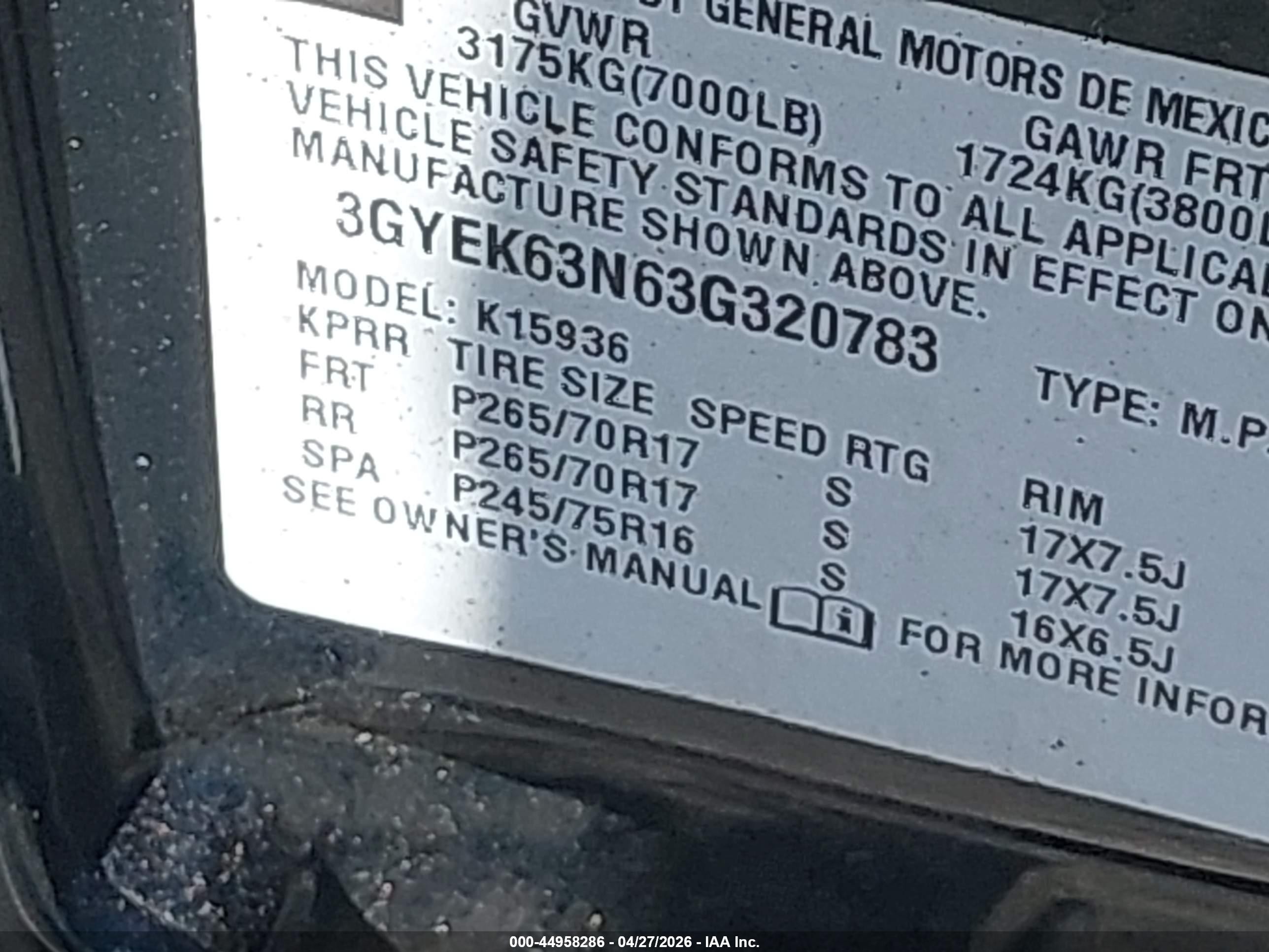 2003 Cadillac Escalade Ext Standard Green vin: 3GYEK63N63G320783