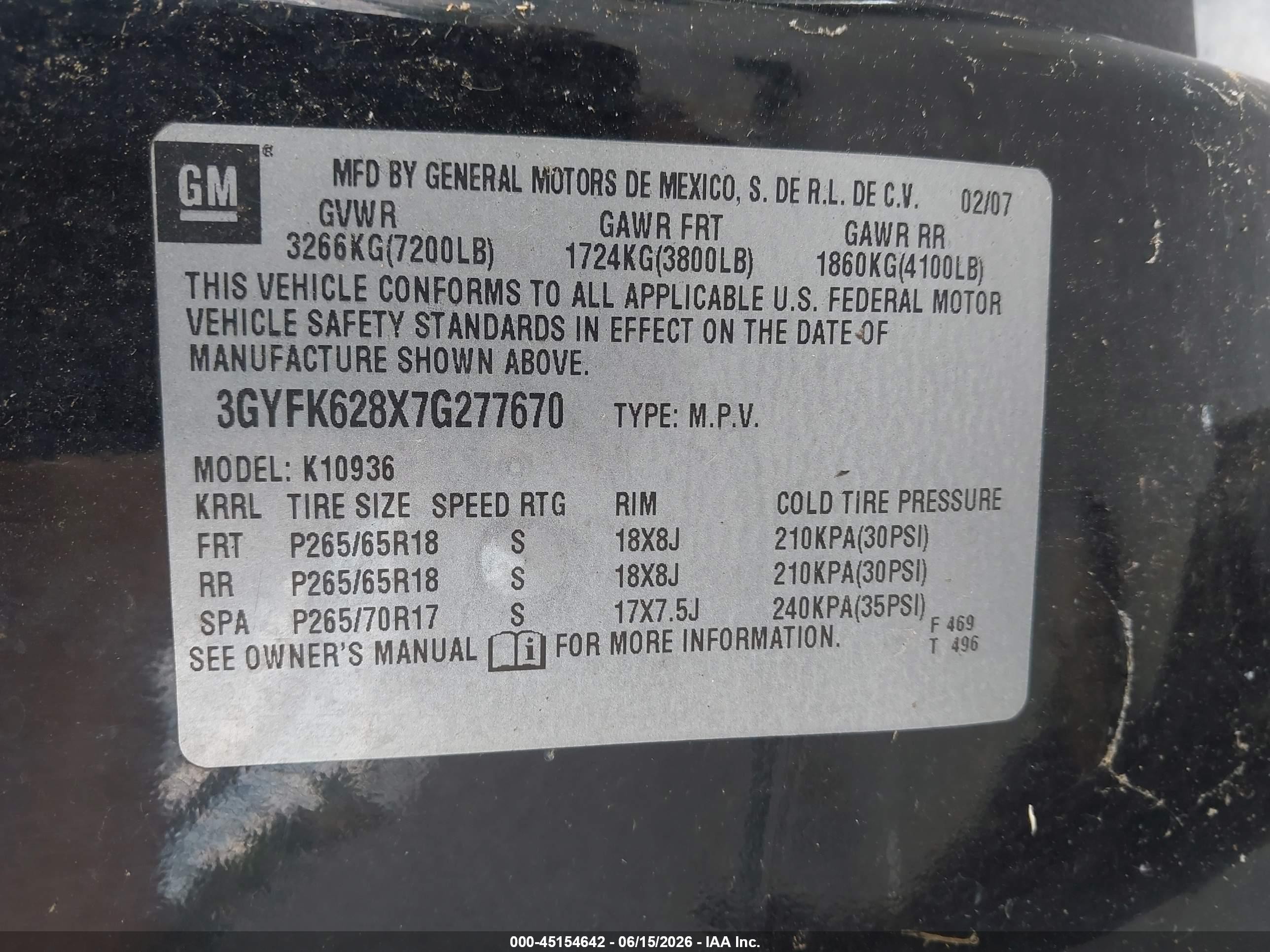 2007 Cadillac Escalade Ext Standard Black vin: 3GYFK628X7G277670