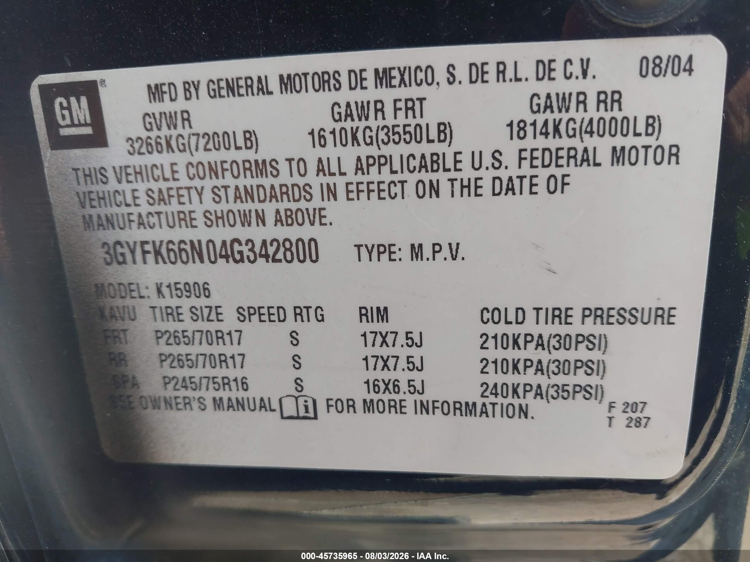 2004 Cadillac Escalade Esv Standard Black vin: 3GYFK66N04G342800