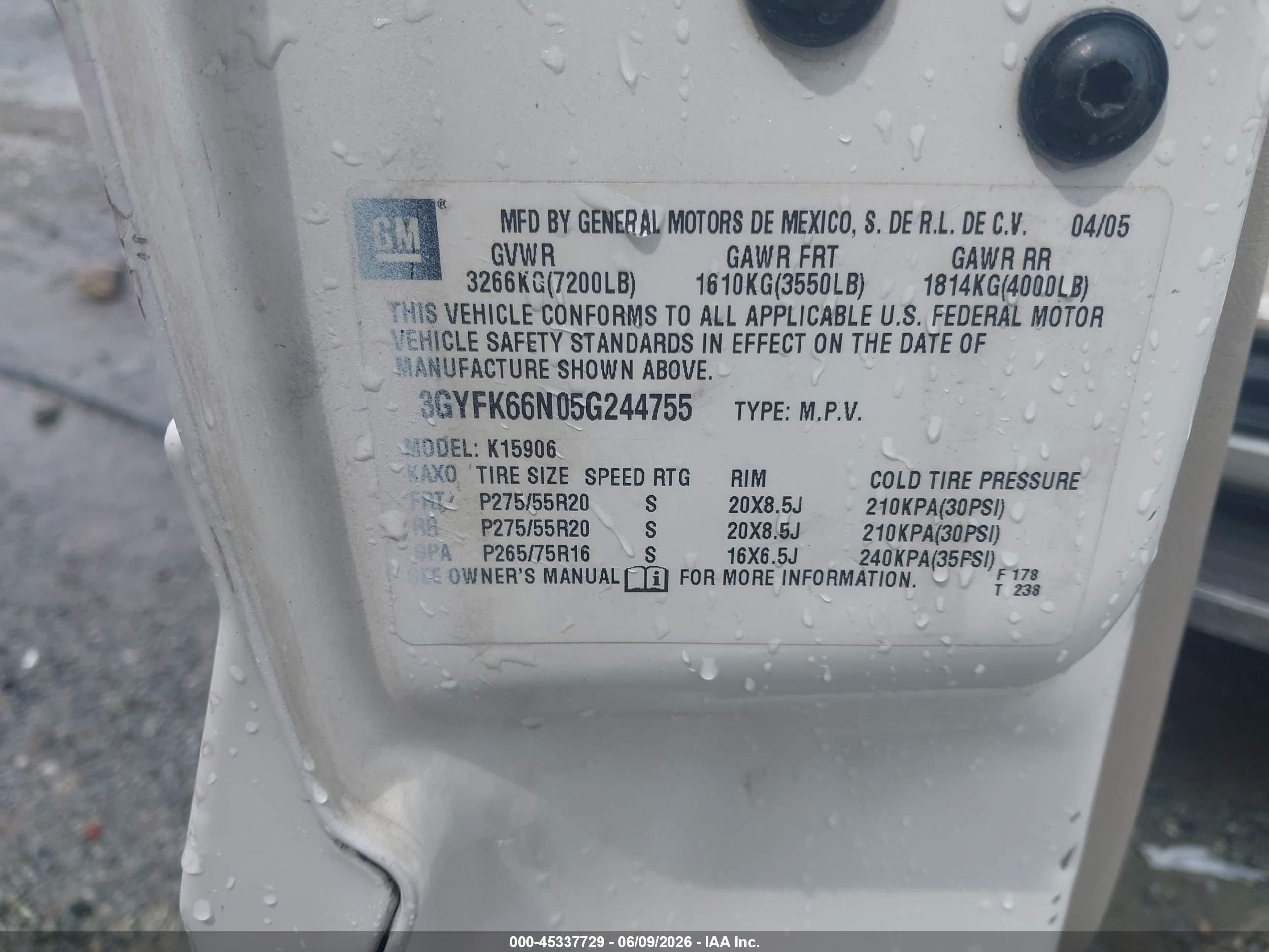 2005 Cadillac Escalade Esv Platinum Edition White vin: 3GYFK66N05G244755