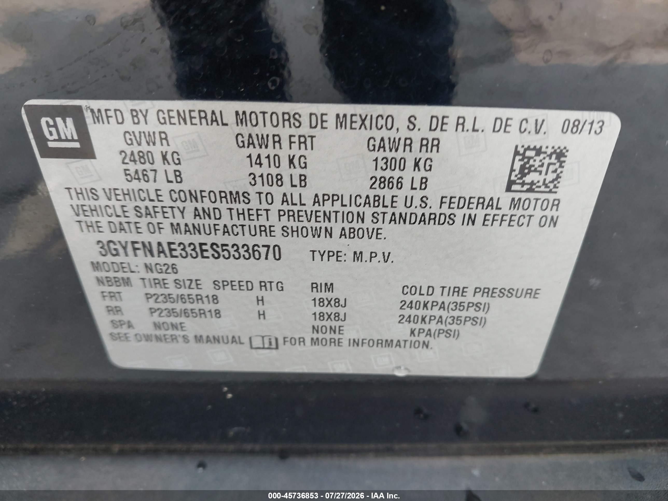 2014 Cadillac Srx Standard Black vin: 3GYFNAE33ES533670