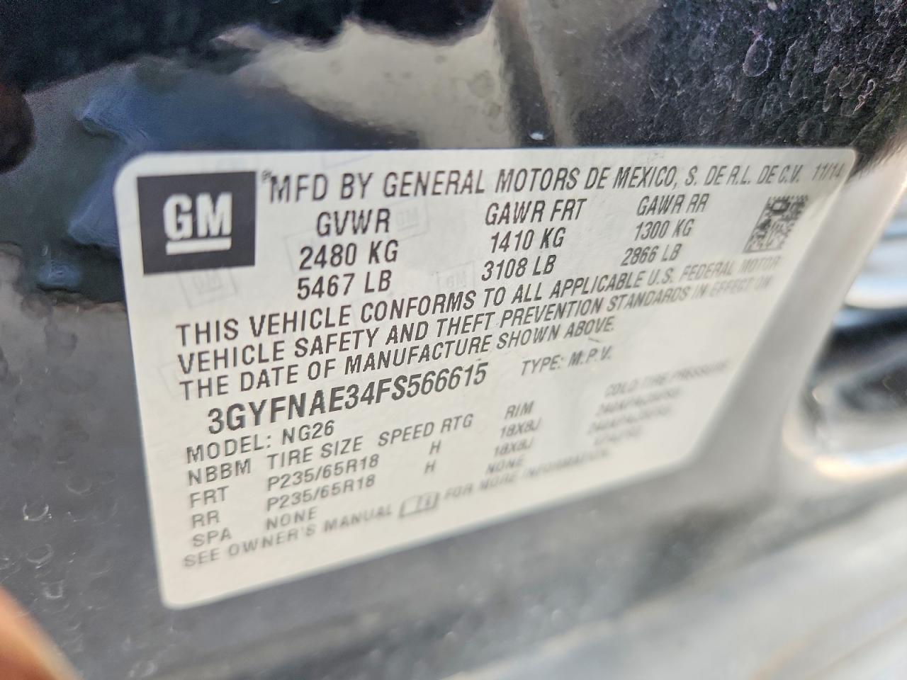 2015 Cadillac Srx Black vin: 3GYFNAE34FS566615