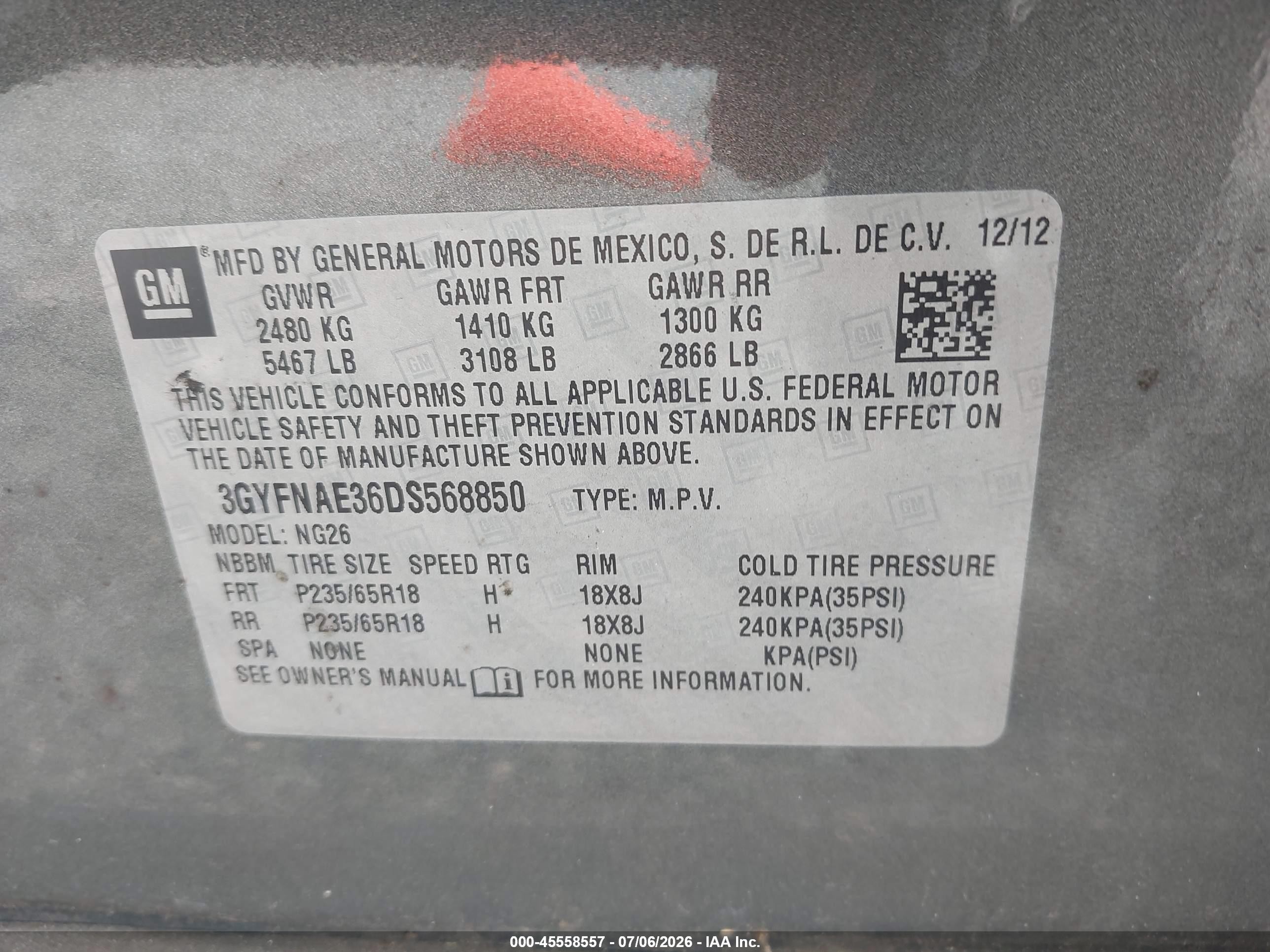 2013 Cadillac Srx Standard Gray vin: 3GYFNAE36DS568850