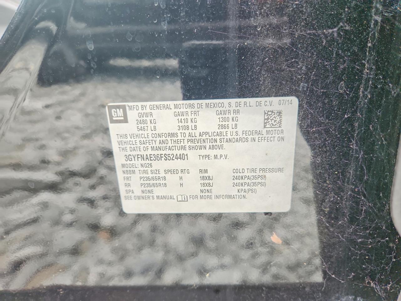 2015 Cadillac Srx Black vin: 3GYFNAE36FS524401