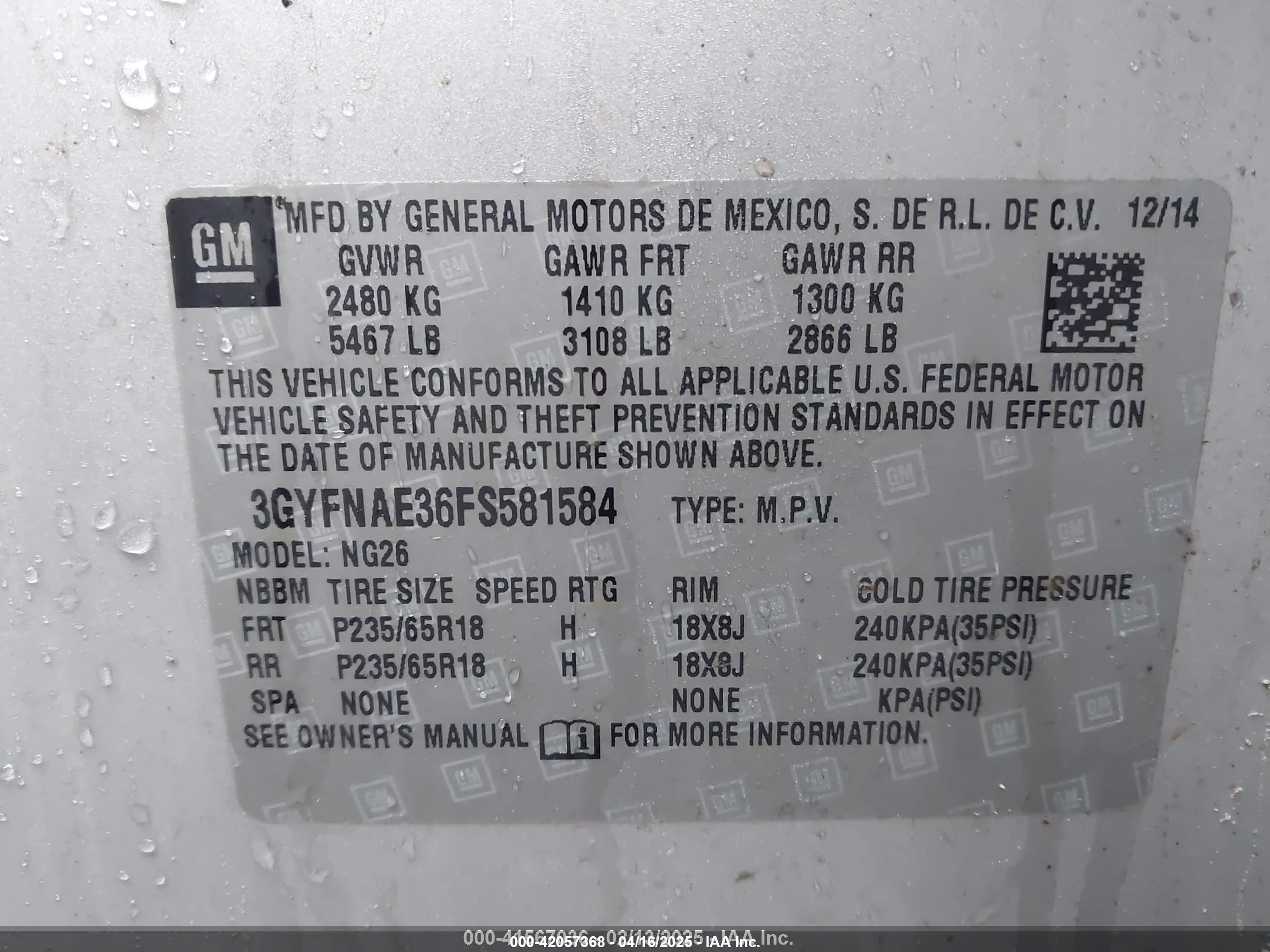 2015 Cadillac Srx Standard Серебряный vin: 3GYFNAE36FS581584