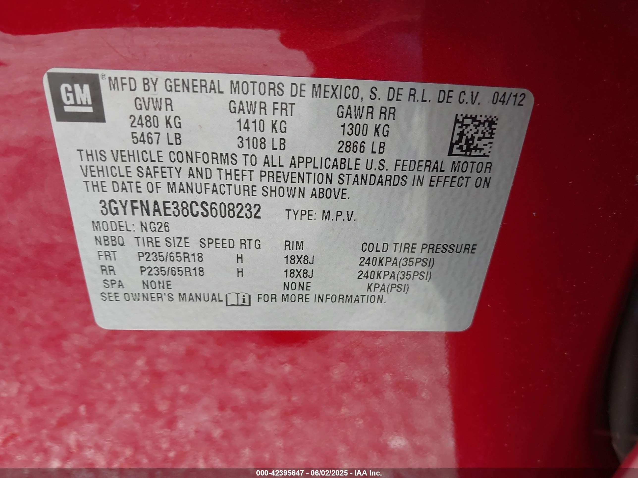 2012 Cadillac Srx Luxury Collection Red vin: 3GYFNAE38CS608232