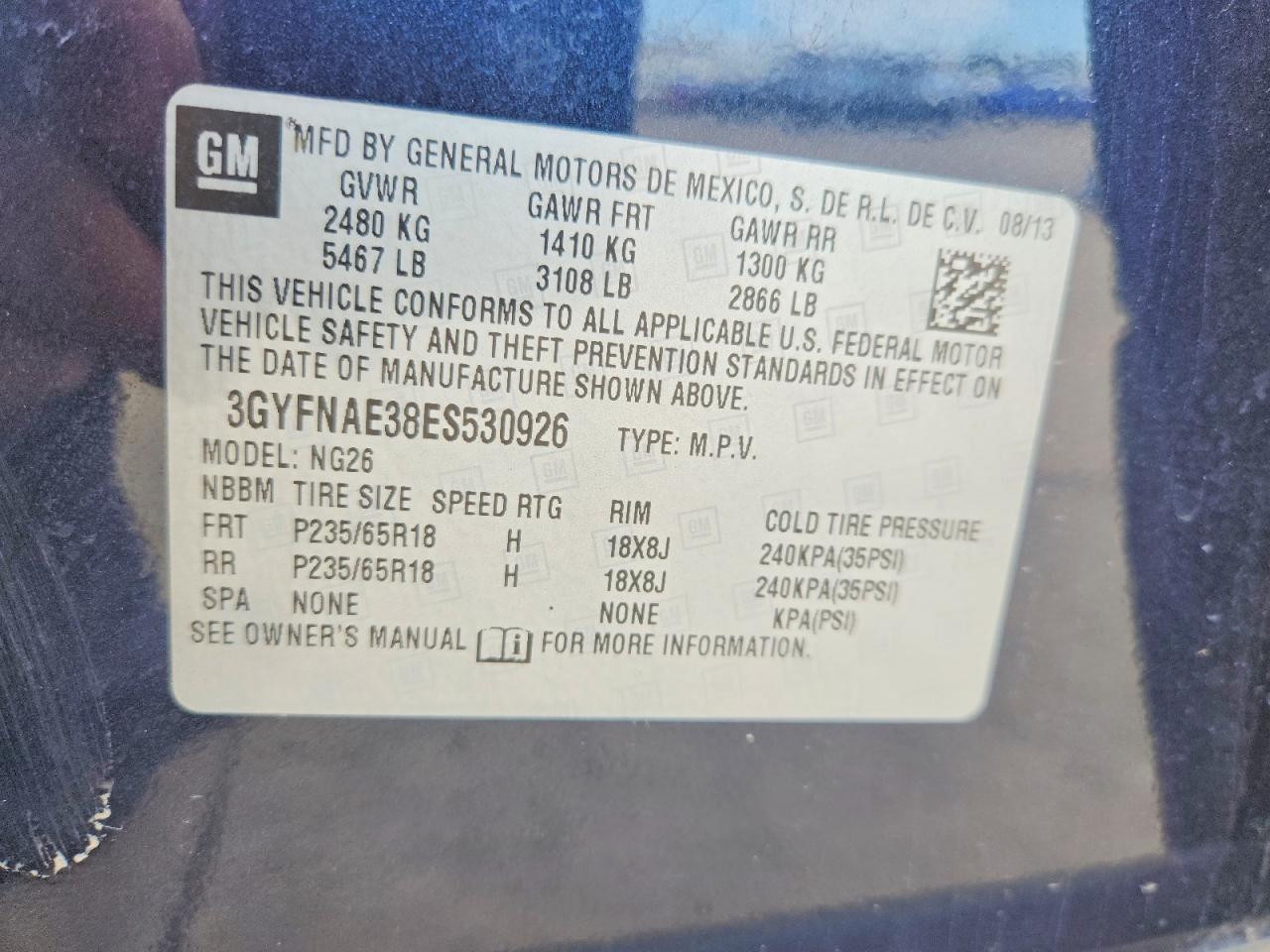 2014 Cadillac Srx Blue vin: 3GYFNAE38ES530926