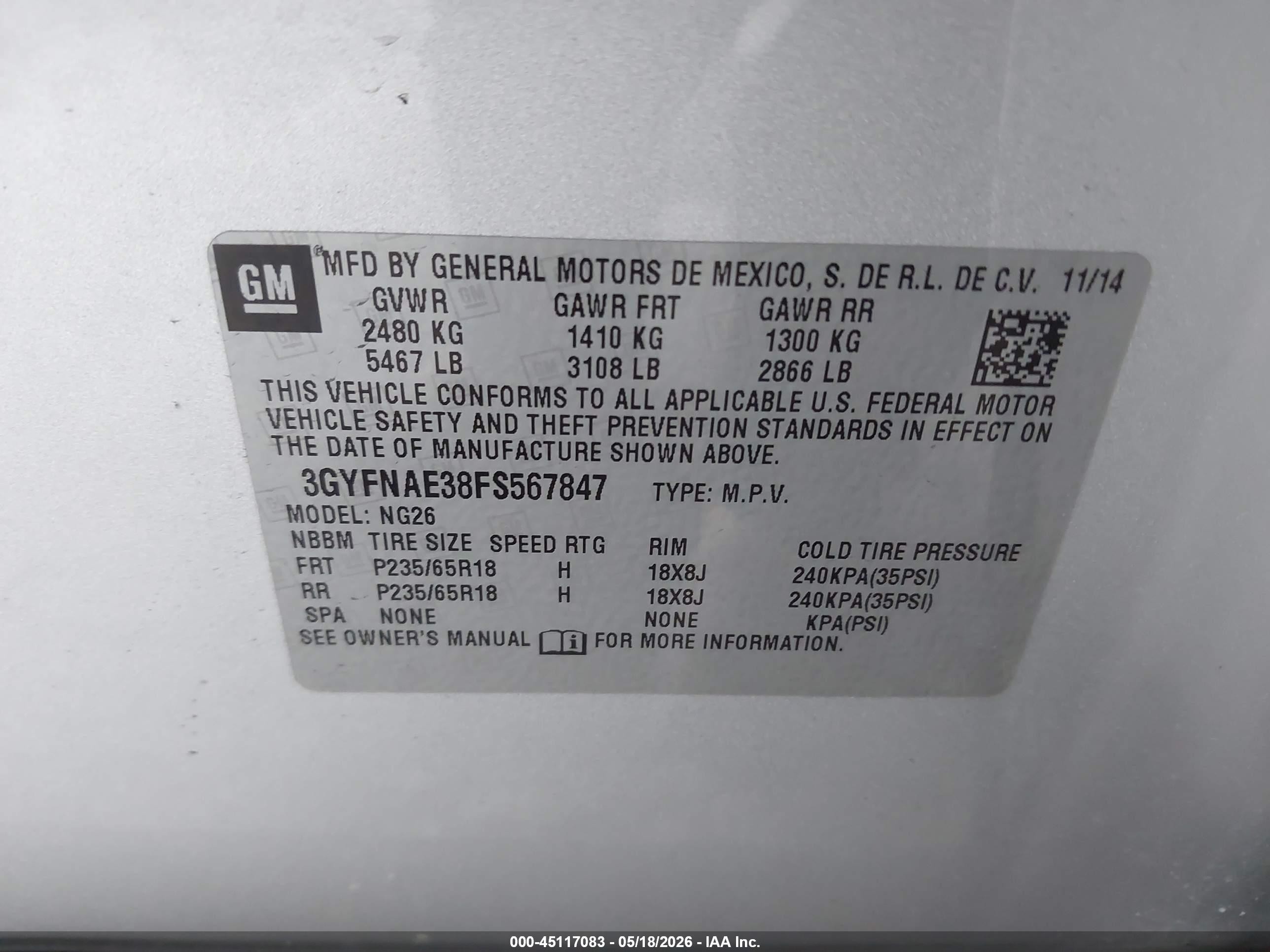 2015 Cadillac Srx Standard Silver vin: 3GYFNAE38FS567847