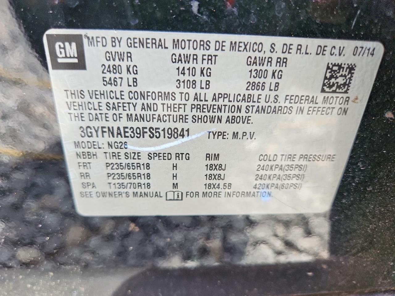 2015 Cadillac Srx Black vin: 3GYFNAE39FS519841