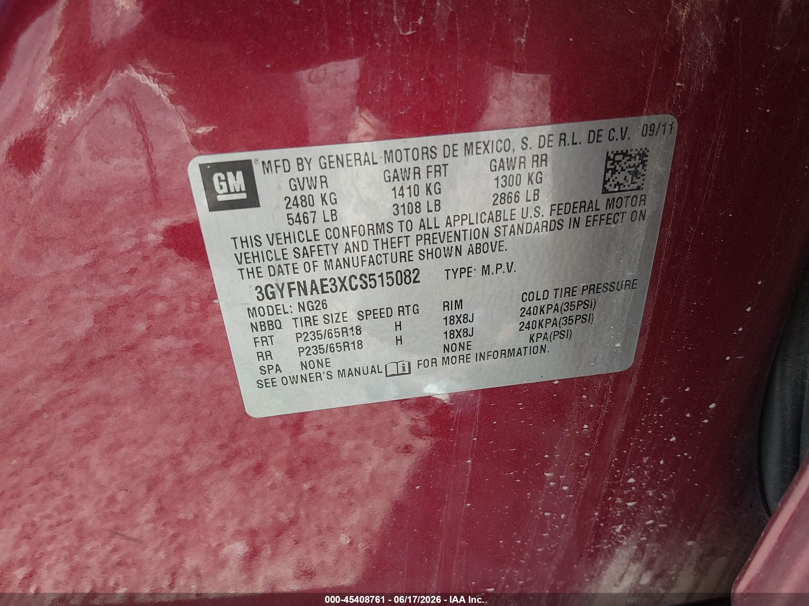 2012 Cadillac Srx Luxury Collection Red vin: 3GYFNAE3XCS515082