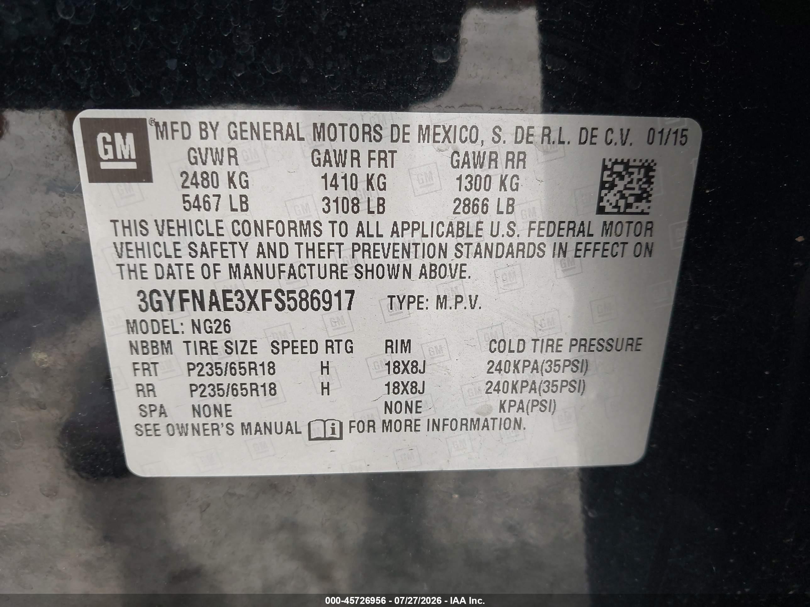 2015 Cadillac Srx Standard Черный vin: 3GYFNAE3XFS586917