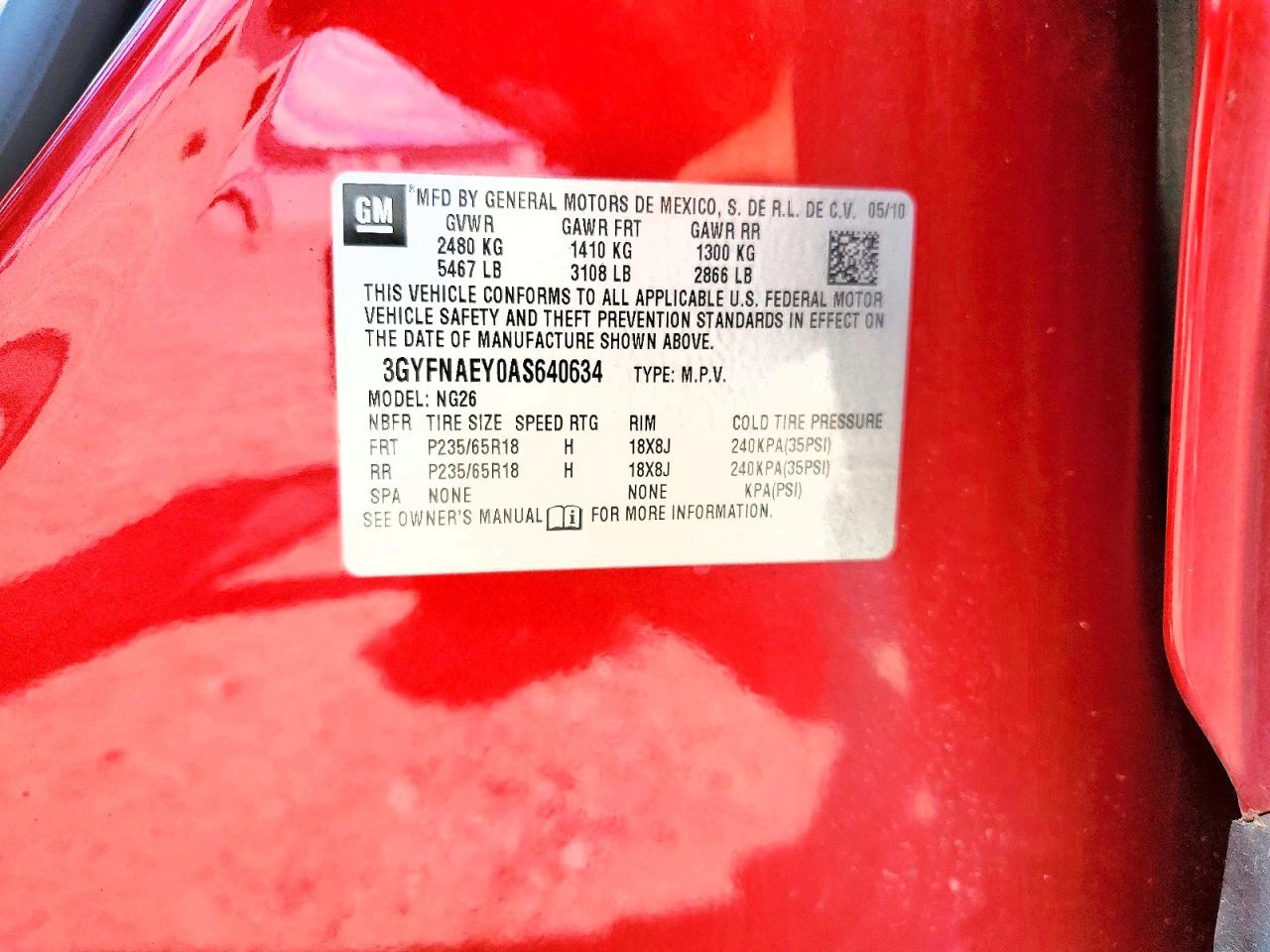 2010 Cadillac Srx Luxury Collection Red vin: 3GYFNAEY0AS640634