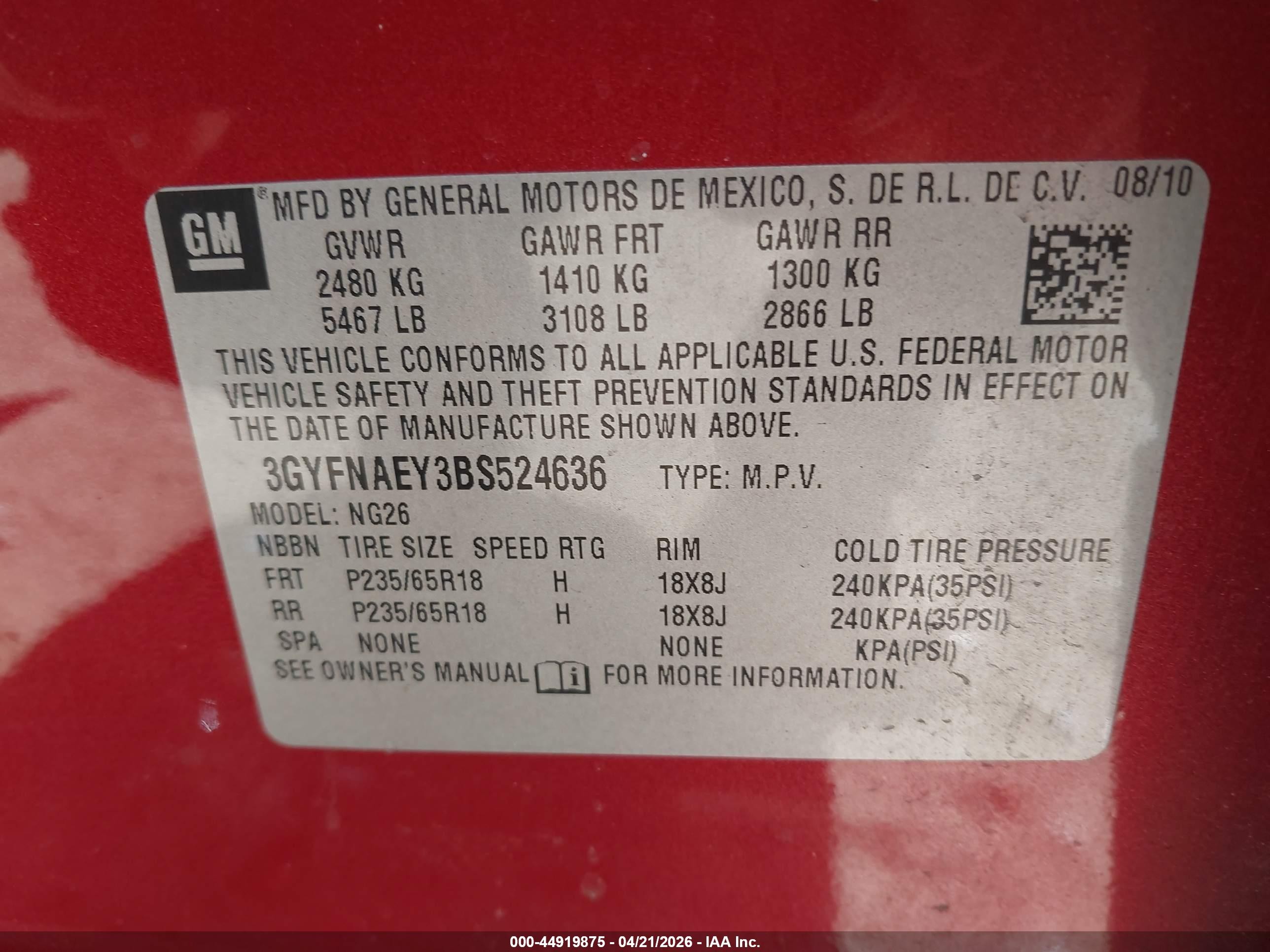 2011 Cadillac Srx Luxury Collection Red vin: 3GYFNAEY3BS524636