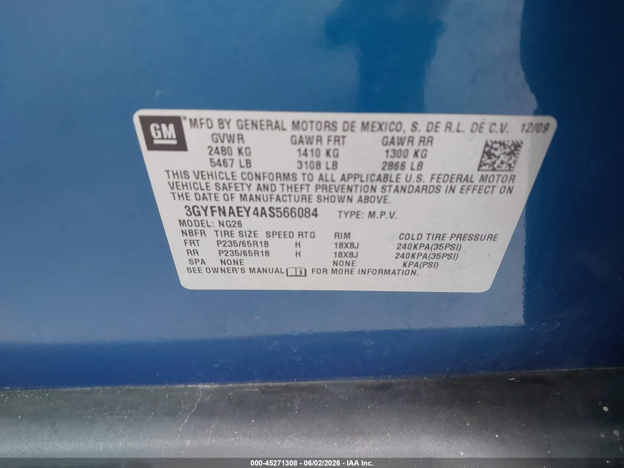 2010 Cadillac Srx Luxury Collection Blue vin: 3GYFNAEY4AS566084