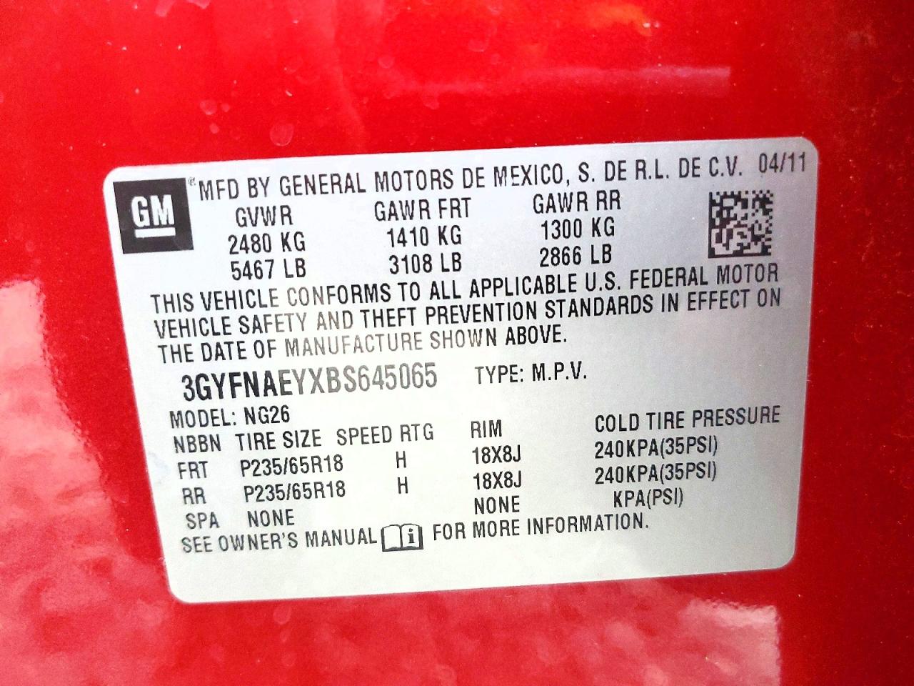 2011 Cadillac Srx Luxury Collection Red vin: 3GYFNAEYXBS645065
