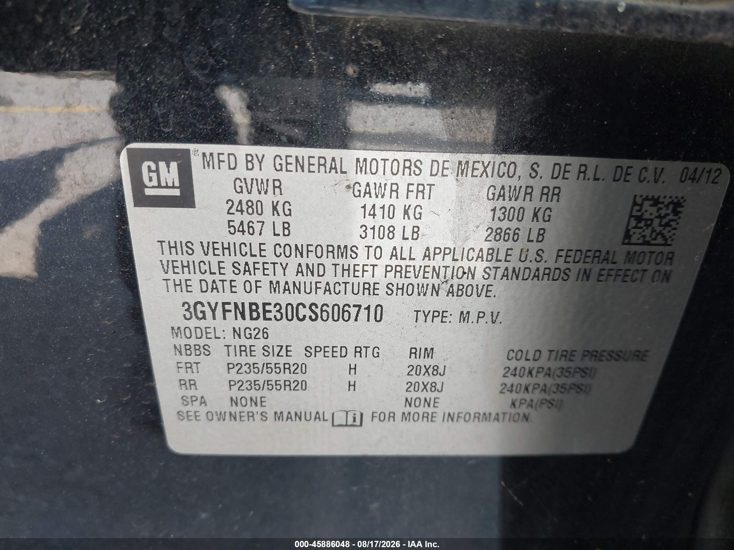 2012 Cadillac Srx Performance Collection Black vin: 3GYFNBE30CS606710