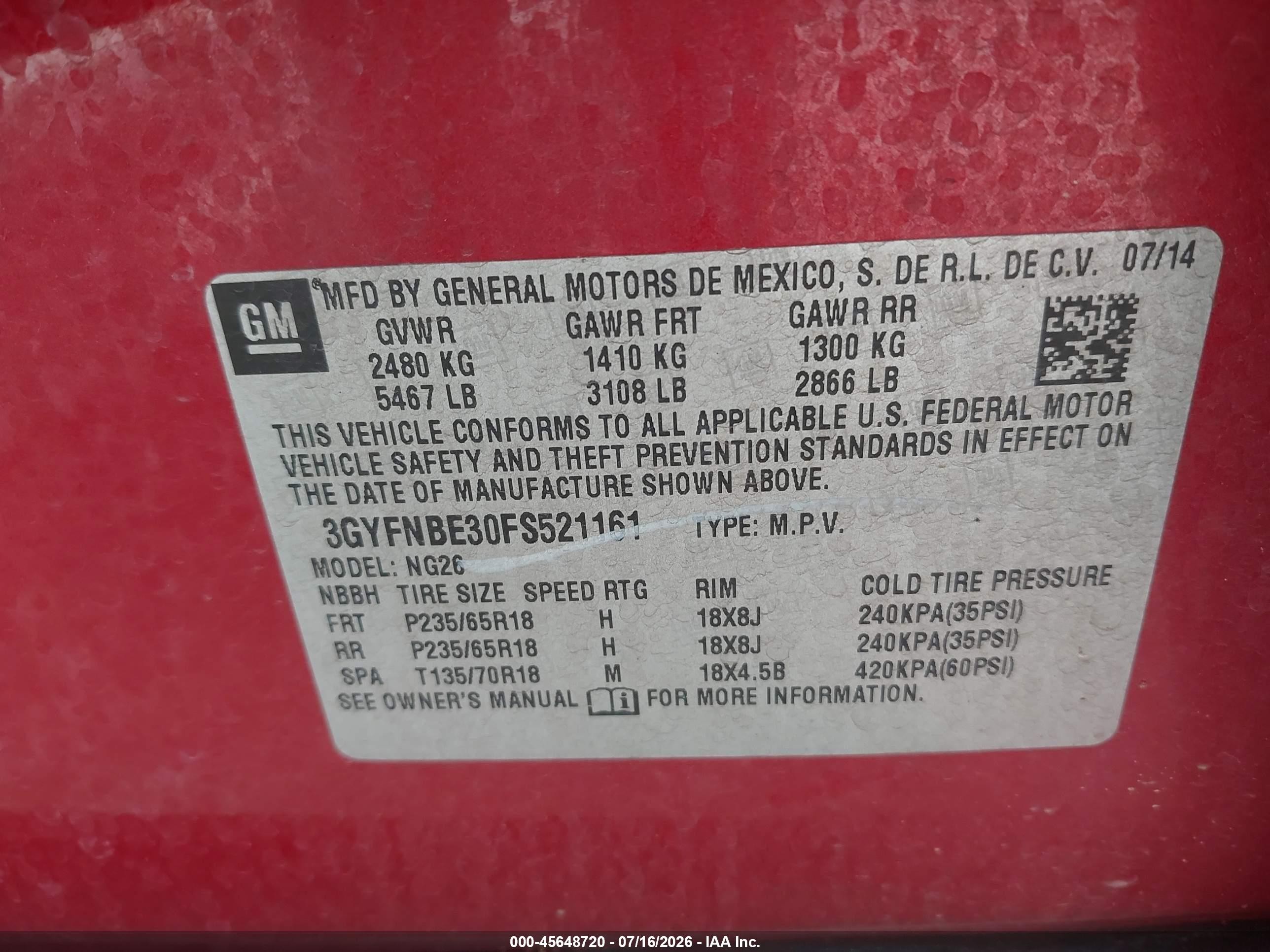 2015 Cadillac Srx Luxury Collection Red vin: 3GYFNBE30FS521161