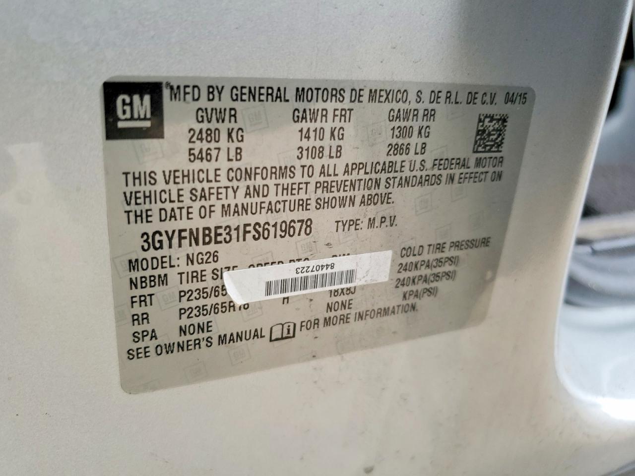 2015 Cadillac Srx Silver vin: 3GYFNBE31FS619678