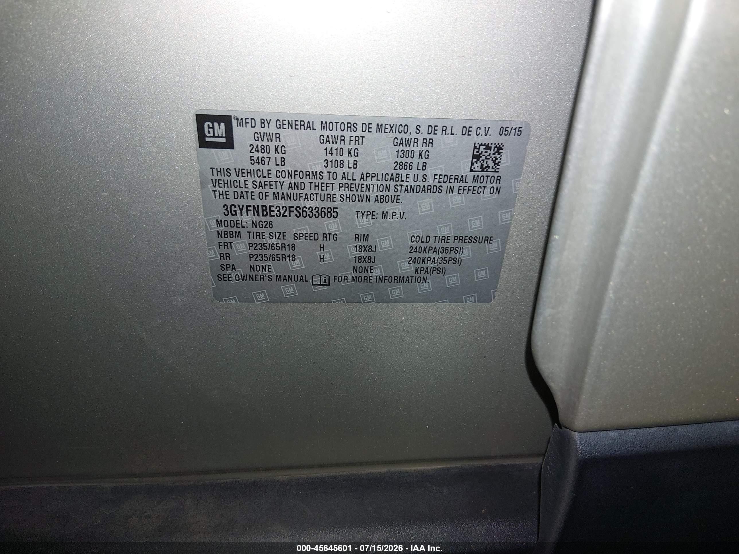 2015 Cadillac Srx Luxury Collection Champagne vin: 3GYFNBE32FS633685