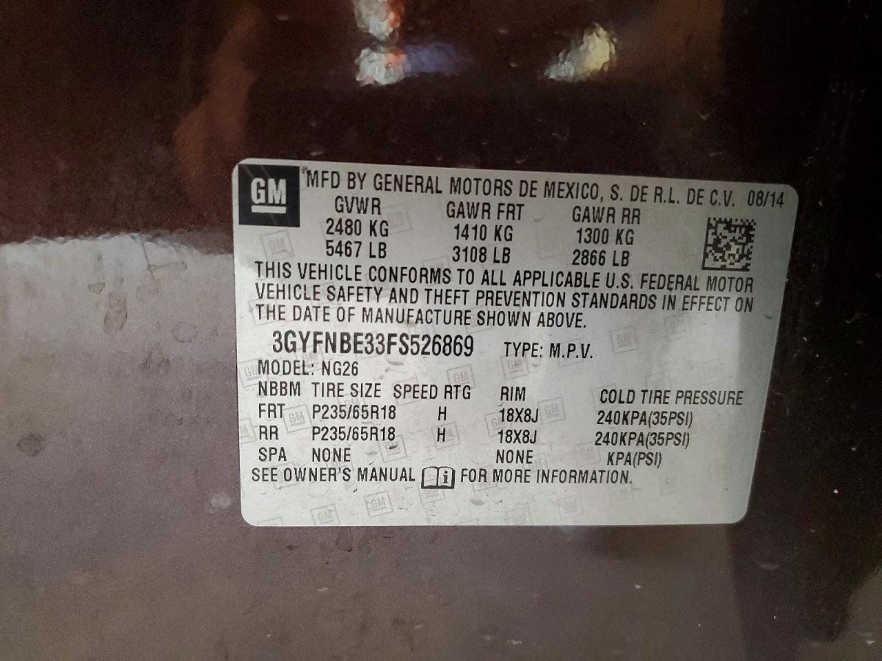 2015 Cadillac Srx Luxury Collection Brown vin: 3GYFNBE33FS526869