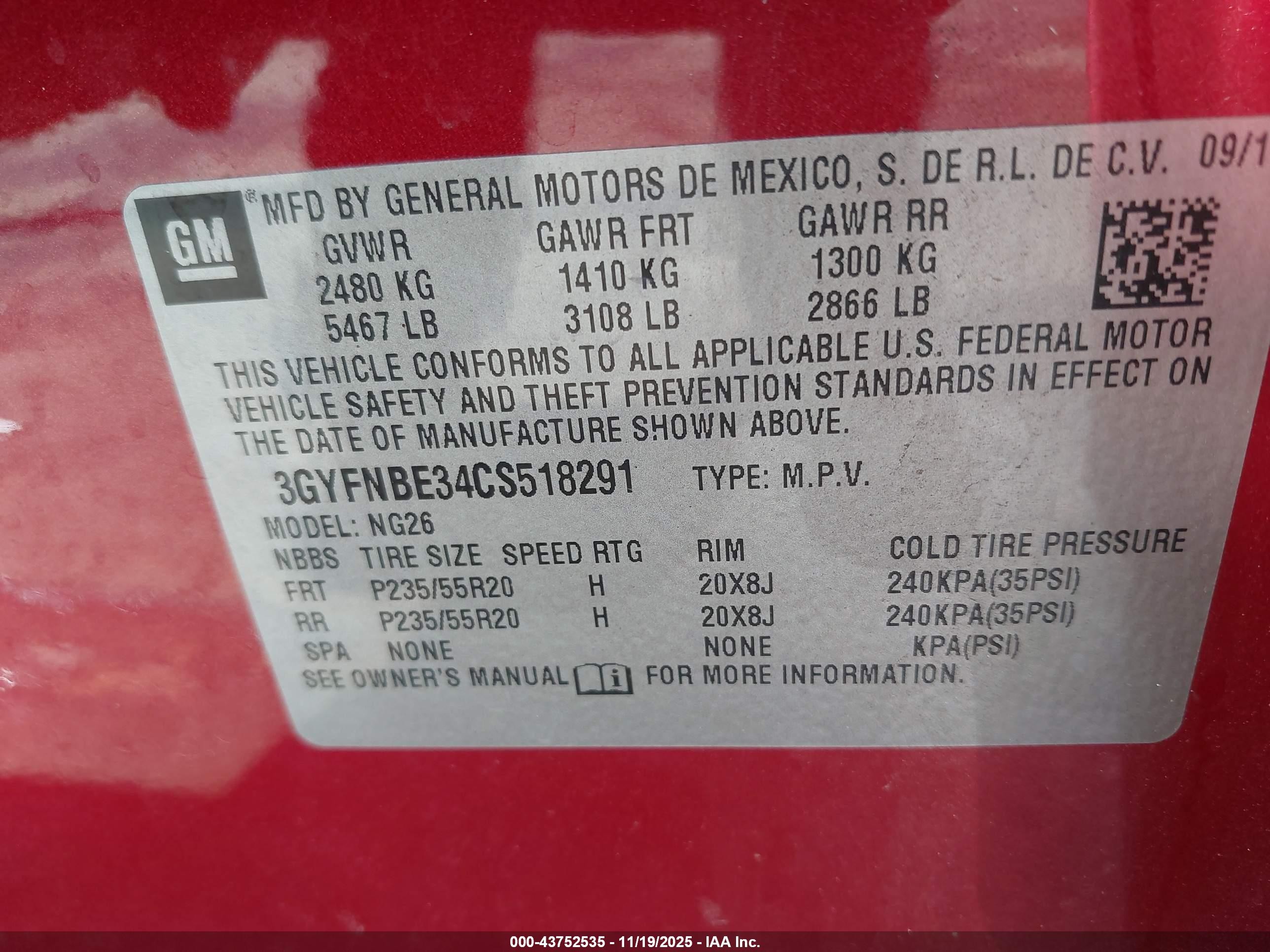 2012 Cadillac Srx Performance Collection Red vin: 3GYFNBE34CS518291