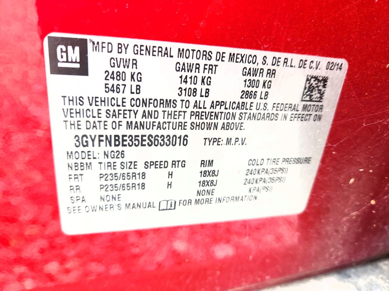 2014 Cadillac Srx Luxury Collection Red vin: 3GYFNBE35ES633016