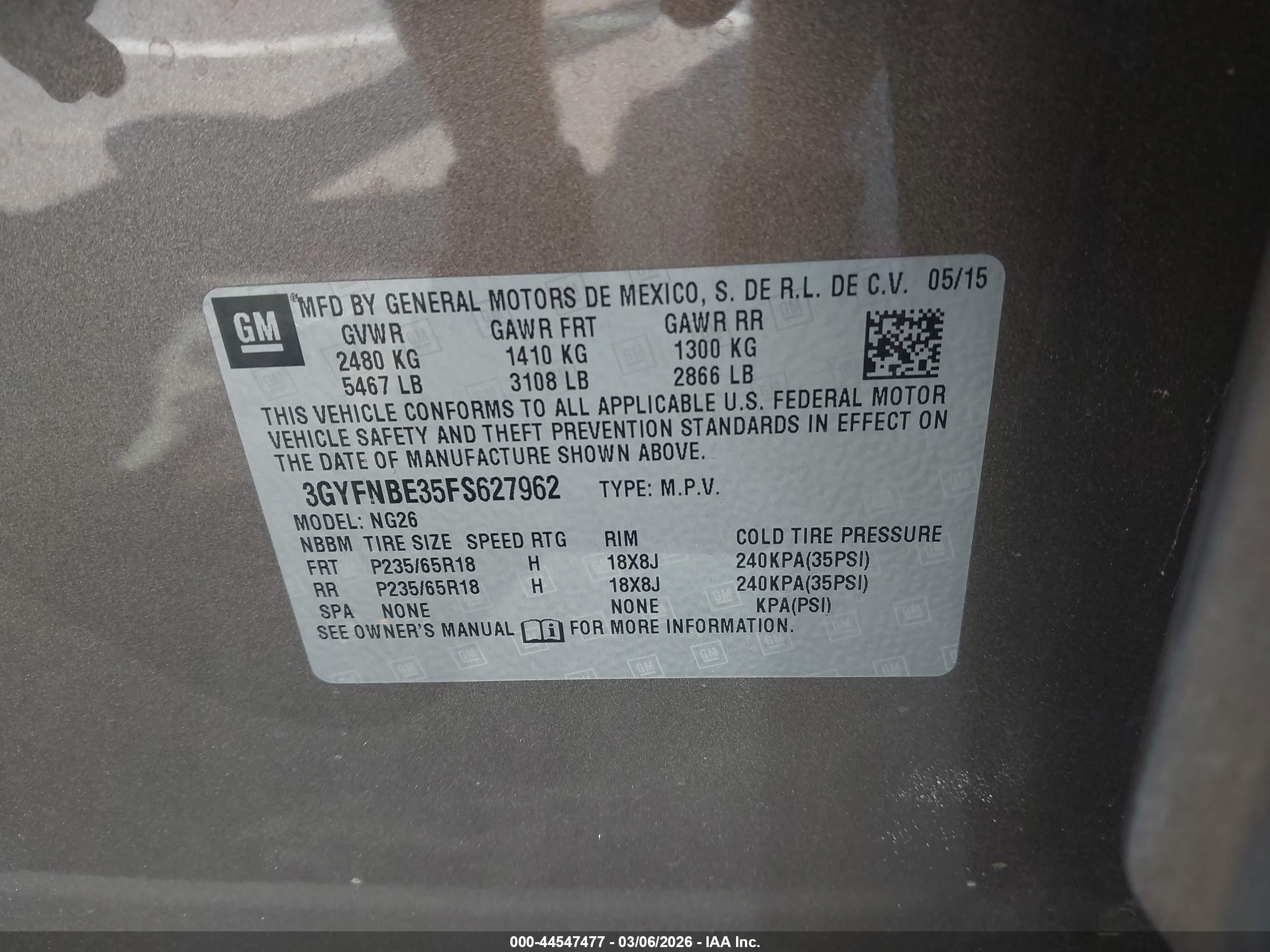 2015 Cadillac Srx Luxury Collection Коричневый vin: 3GYFNBE35FS627962