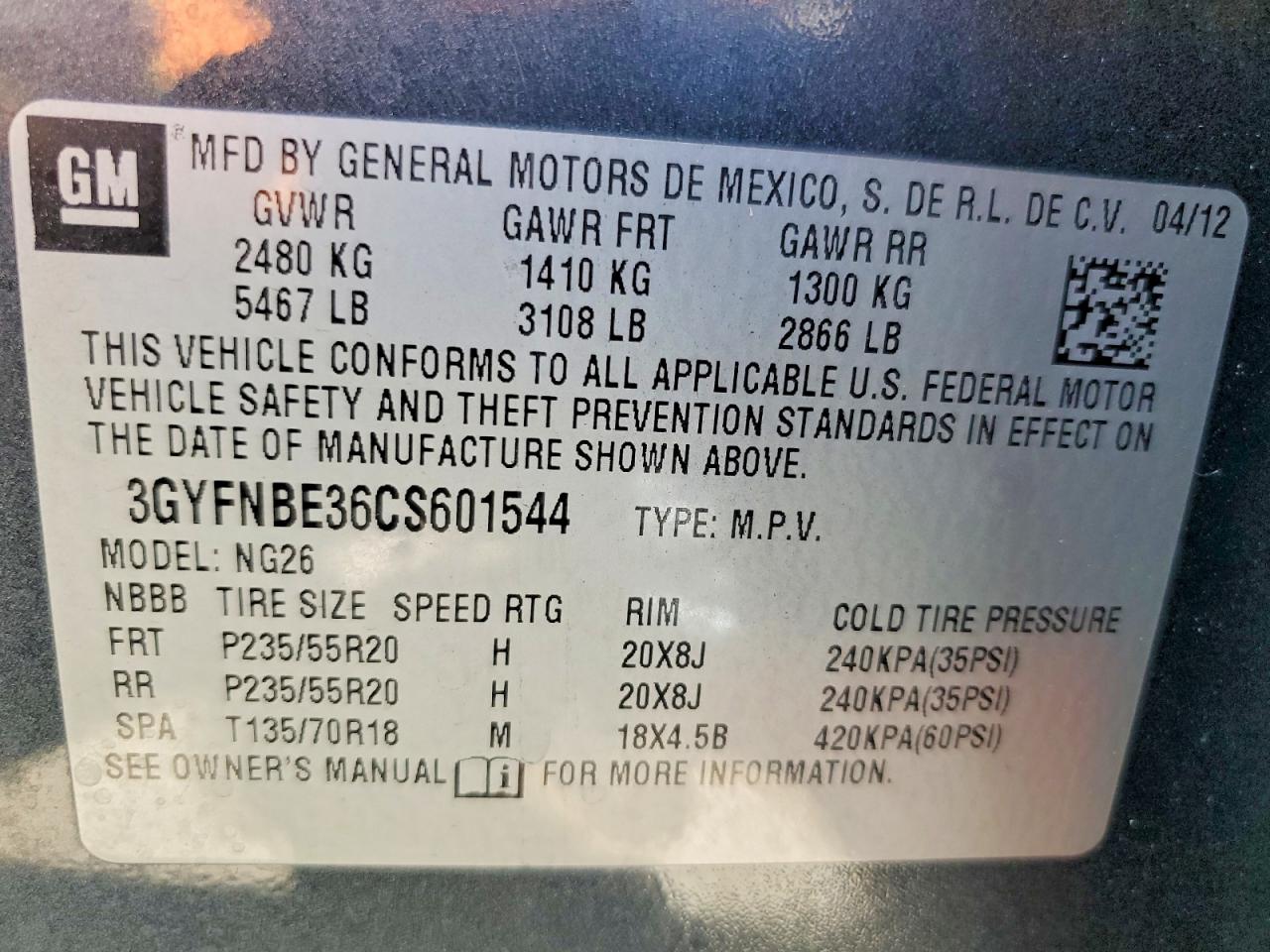 2012 Cadillac Srx Performance Collection Charcoal vin: 3GYFNBE36CS601544