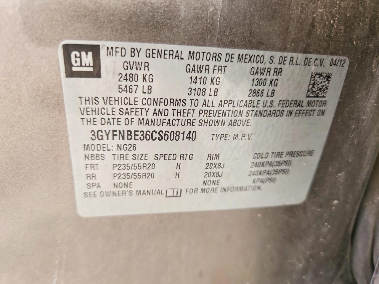 2012 Cadillac Srx Performance Collection Tan vin: 3GYFNBE36CS608140