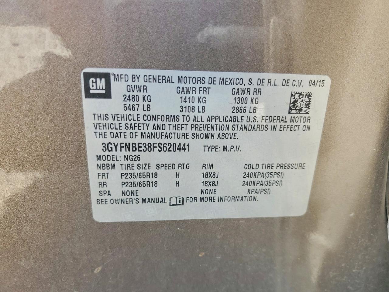 2015 Cadillac Srx Luxury Collection Brown vin: 3GYFNBE38FS620441