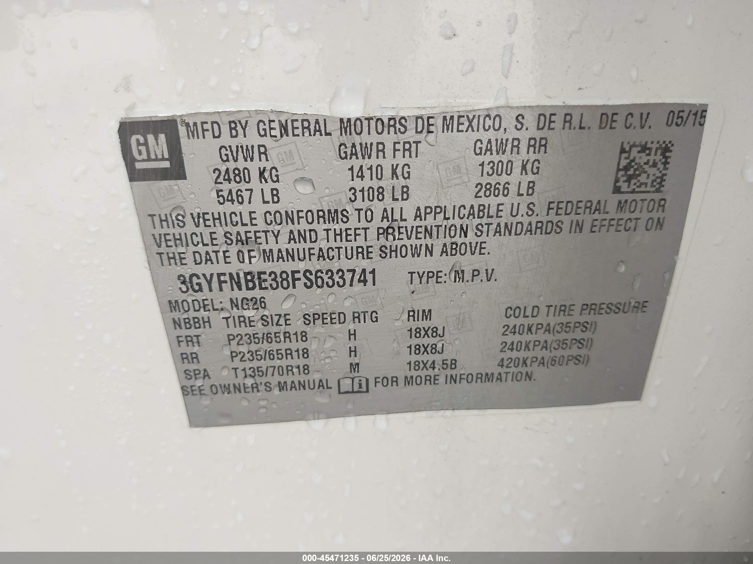 2015 Cadillac Srx Luxury Collection White vin: 3GYFNBE38FS633741
