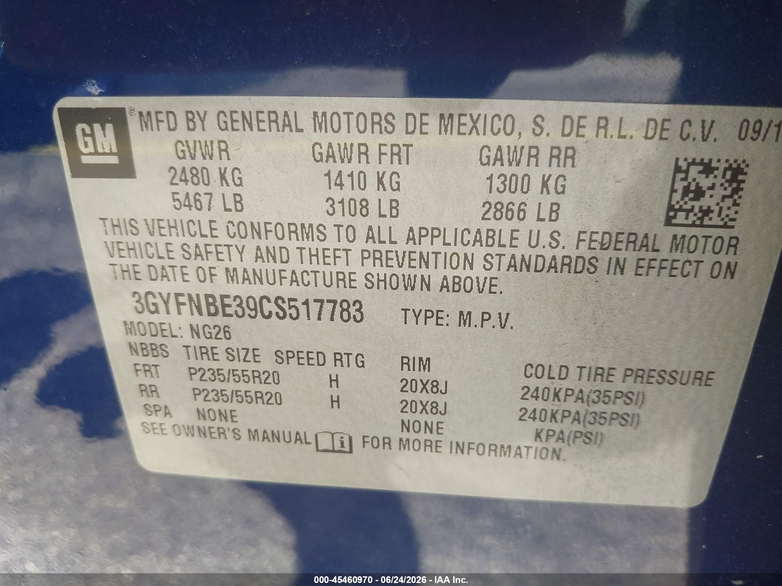 2012 Cadillac Srx Performance Collection Blue vin: 3GYFNBE39CS517783