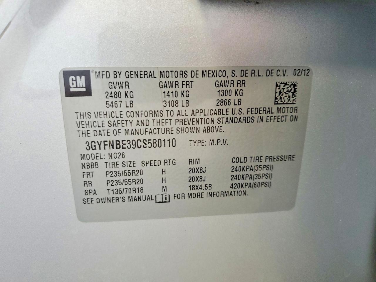2012 Cadillac Srx Performance Collection Silver vin: 3GYFNBE39CS580110