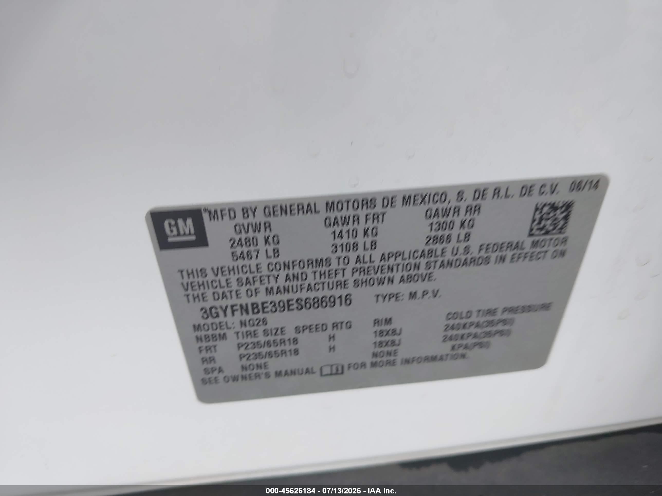 2014 Cadillac Srx Luxury Collection Белый vin: 3GYFNBE39ES686916