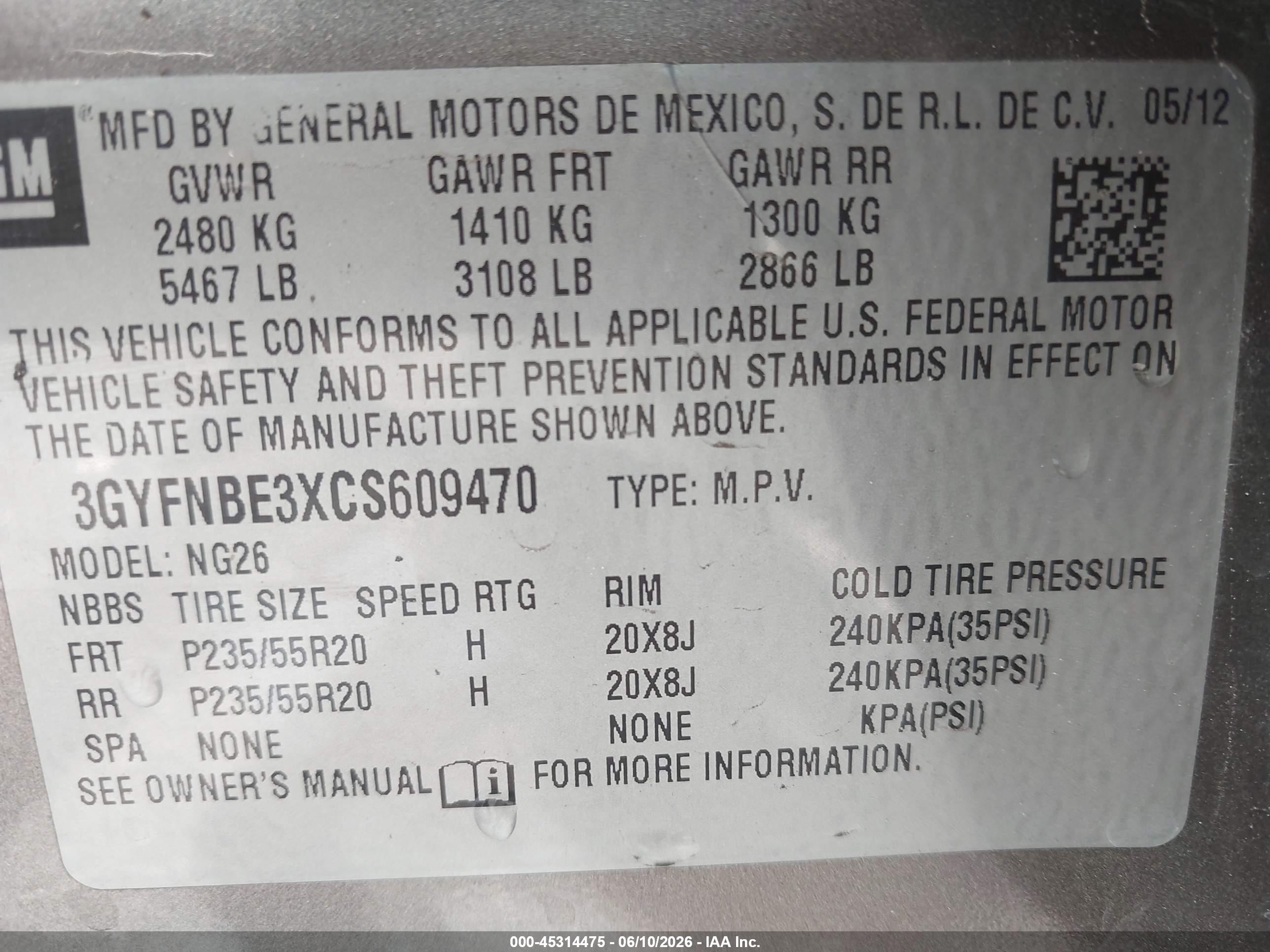 2012 Cadillac Srx Performance Collection Gold vin: 3GYFNBE3XCS609470