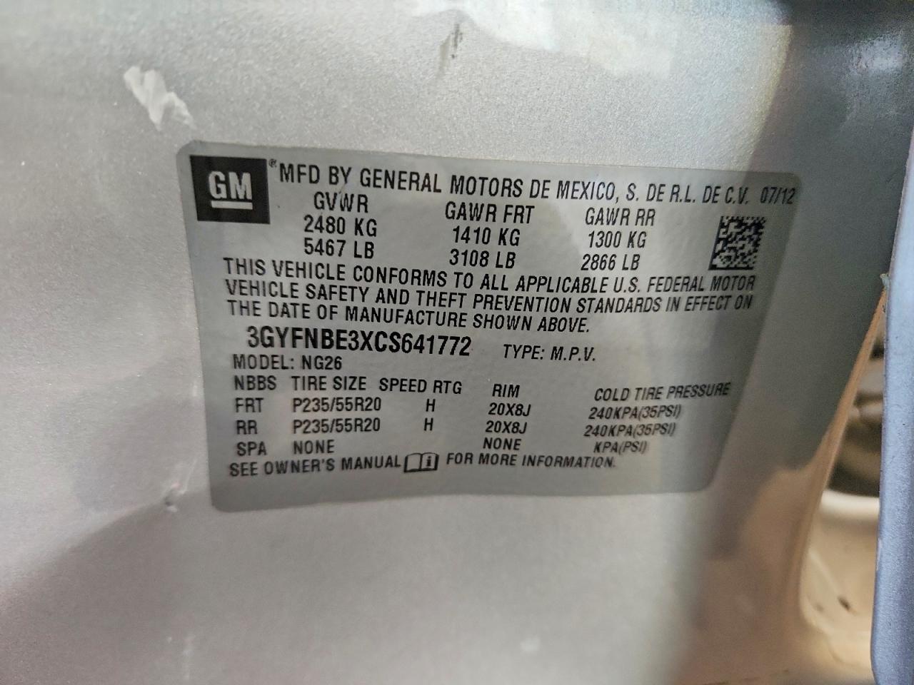 2012 Cadillac Srx Performance Collection Silver vin: 3GYFNBE3XCS641772