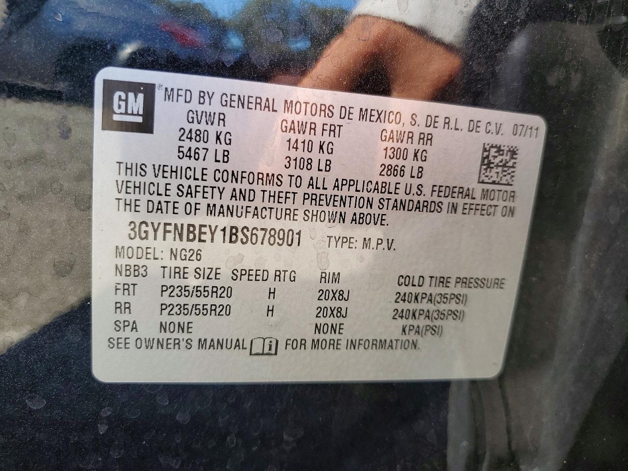 2011 Cadillac Srx Performance Collection Charcoal vin: 3GYFNBEY1BS678901