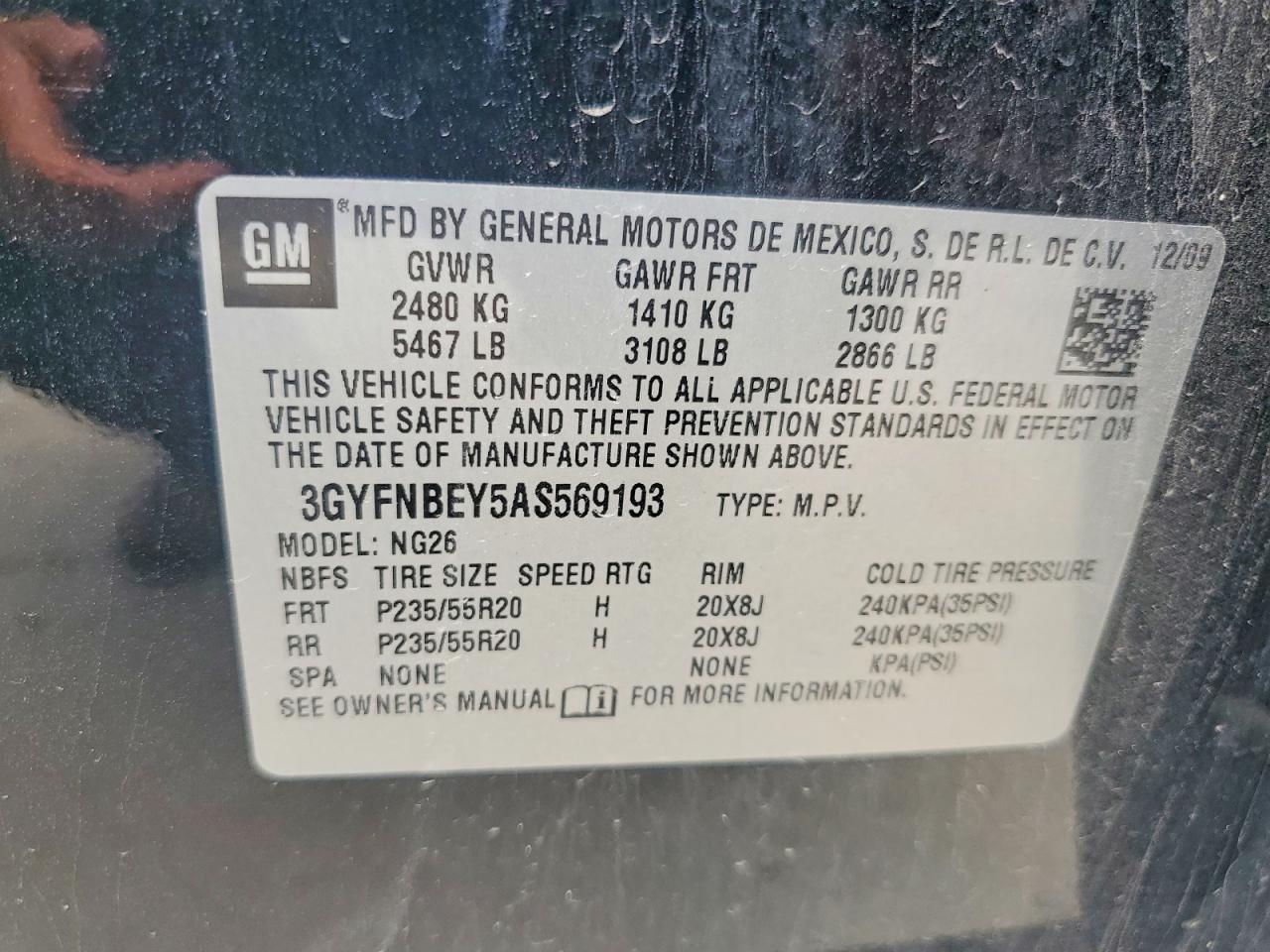 2010 Cadillac Srx Performance Collection Black vin: 3GYFNBEY5AS569193