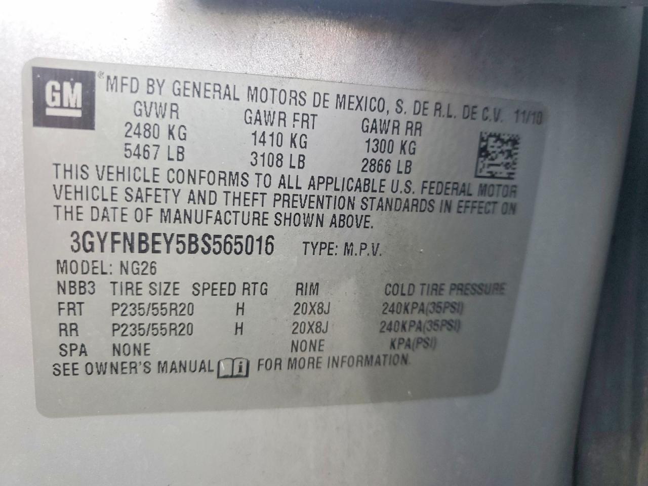 2011 Cadillac Srx Performance Collection Silver vin: 3GYFNBEY5BS565016