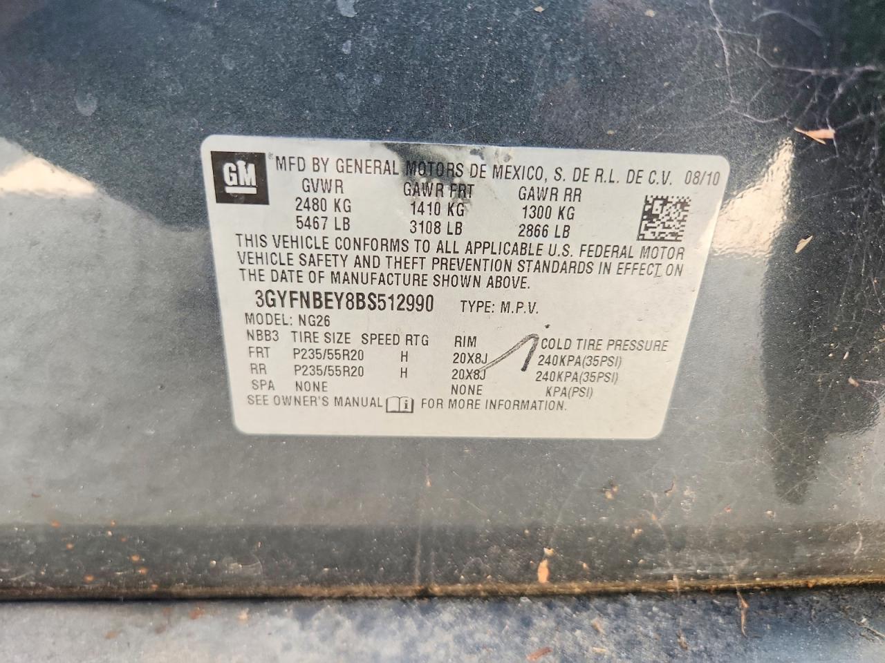 2011 Cadillac Srx Performance Collection Gray vin: 3GYFNBEY8BS512990